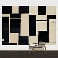 Modern Square Carpet Black and White Carpet 3d model