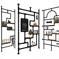 Modern Open Multi tier Shelving Unit With Metal Frame For Storage And 3d model