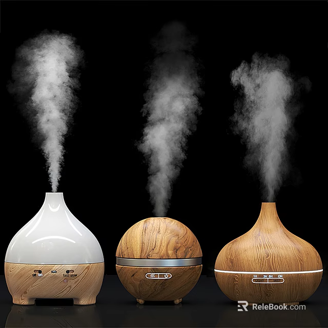 Aromatherapy Diffusers With Mist Output Featuring Different Wooden And White Designs For Daily Use 3d model 