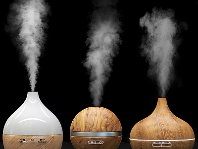 Aromatherapy Diffusers With Mist Output Featuring Different Wooden And White Designs For Daily Use 3d model