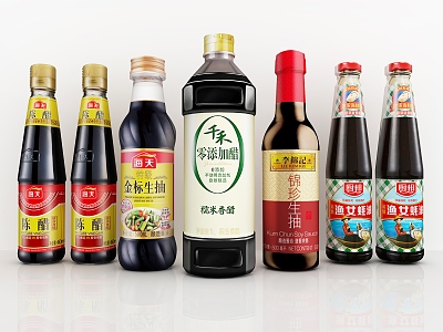 Seasoning combination seasoning bottle old soy sauce oyster sauce mature vinegar sesame oil seasoning kitchen supplies soy sauce sesame oil 3d model