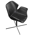 Modern Black Leather Chair With Metal Base For Table Chair Set Combination