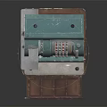 Vintage Turquoise Cash Register Equipment With Wooden Drawer And Classic Design