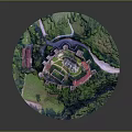 Modern Castle Model Display With Green Trees Grass Circular Layout Towers Main Building Walls