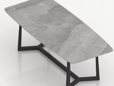 Modern Coffee Table Design With Grey Marble Top And Black Metal Legs 3d model