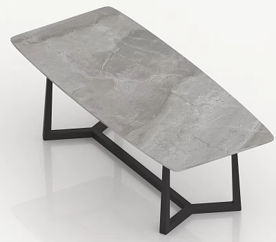 Modern Coffee Table Design With Grey Marble Top And Black Metal Legs 3d model