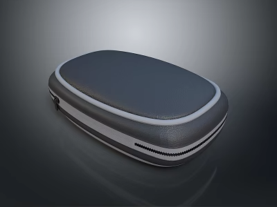 Gray And White Oval Portable Storage Case With Zipper Closure And Smooth Edges 3d model