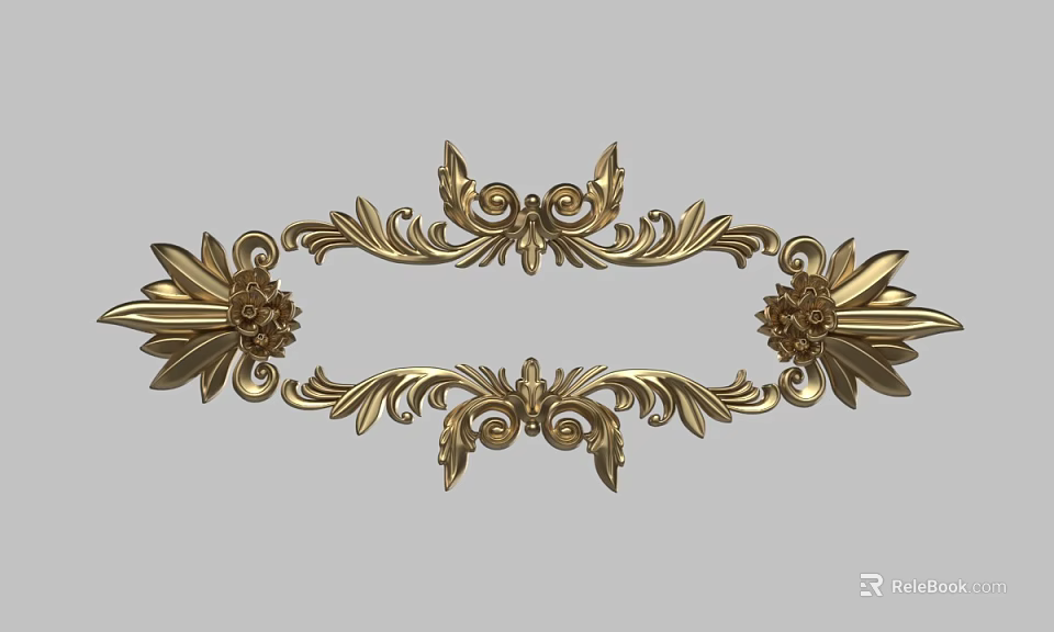 Ornate Gold Carving With Floral Scroll Leaf And Intricate Patterns 3d model
