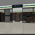 Organized Convenience Store Interior With Shelves Cashier Counter And Daily Necessities
