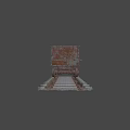 Rusty Old Mine Cart on Railway Track with Metal Wheels