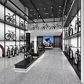 Bicycle Shop Showroom With Various Bikes Displayed On Shelves And Racks