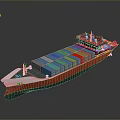 Large Container Ship With Colorful Cargo Containers And Red White Hull For Marine Transportation
