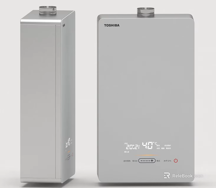 Toshiba Sleek Silver Kitchen Appliances With Digital Temperature Display And Control Panels 3d model 