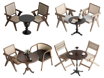 Middle-style leisure tables and chairs 3d model