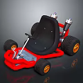 Red Frame Go Kart With Black Seat Large Wheels And Exhaust Pipes
