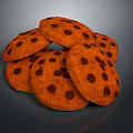 Golden Freshly Baked Stacked Chocolate Chip Cookies With Melty Chips