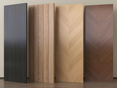 Different Types of Wooden Flooring with Various Colors Straight Grain and Herringbone Patterns 3d model