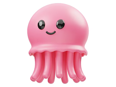 Cute Pink Octopus Toy With Smiling Face And Soft Curved Tentacles 3d model