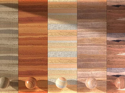Diverse Colored Wall Paneling Samples With Different Textures And Decorative Balls 3d model