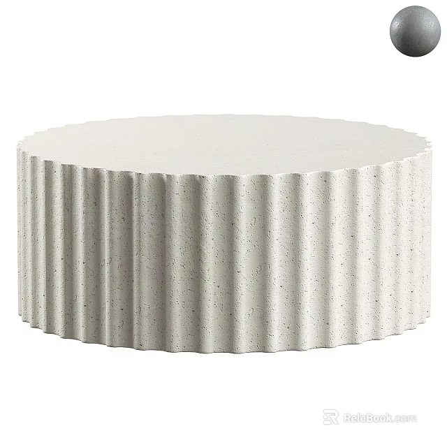 Contemporary Round Ribbed Bean Bag Chair In Off White Speckled Finish 3d model 
