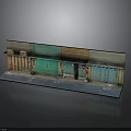 Vintage Street Storefront Model With Colorful Shutter Doors Gray Ground And Stains