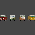 Vintage Colorful Classic Van Cars Featuring Retro Design And Various Models