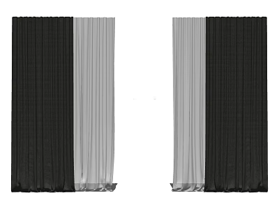 Black and Gray Textured Fabric Curtains Pair with Modern Design for Home Decor 3d model