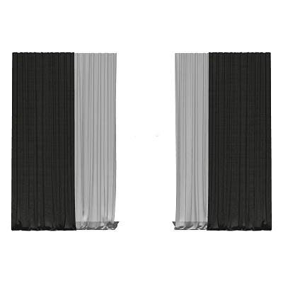 Black and Gray Textured Fabric Curtains Pair with Modern Design for Home Decor 3d model