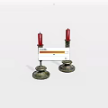 Two Vintage Candle Holders With Red Candles On White Background