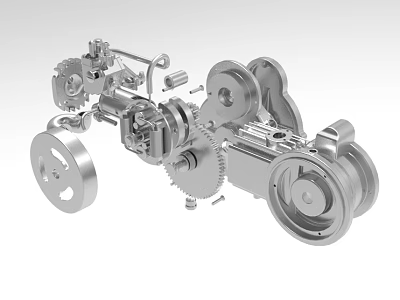 Detailed Industrial Equipment Mechanical Structure With Gears Pulleys Shafts And Components 3d model