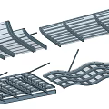 Various Modern Canopy Structures With Metal Grids And Wavy Design Features 3d model