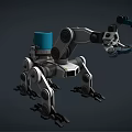 Mechanical Robot With Mechanical Arm Legs And Blue Mug On Top
