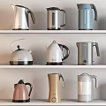 Stylish Assorted Colorful Electric Kettles For Daily Use On Display Shelf