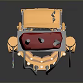 Orange Mechanical Character And Red Biological Creature 3D Model Featuring Crawler Track And Arm Structure 3d model