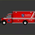 Red And White Rural Metro Ambulance Vehicle With Medical Star Emblem