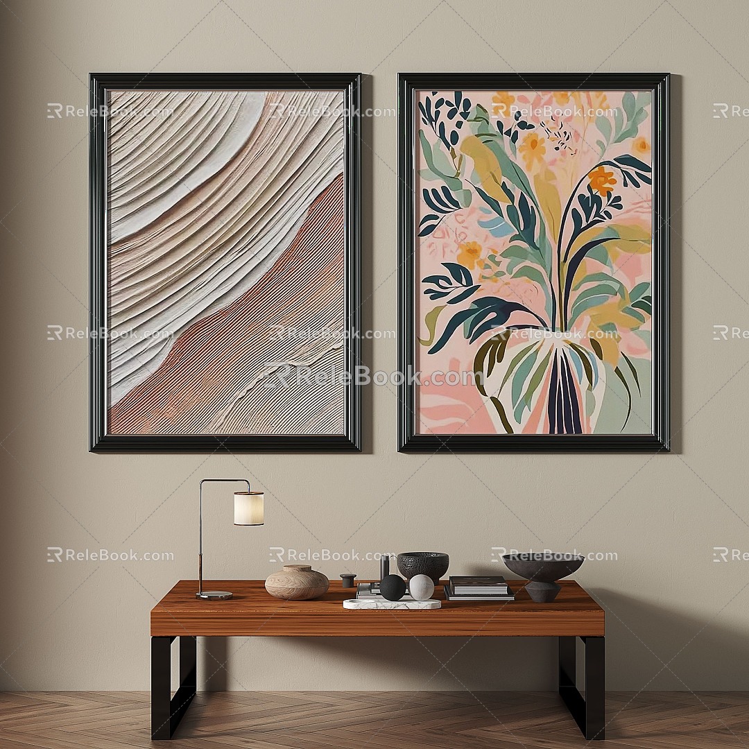 French retro decorative painting 3d model