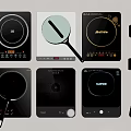 Modern Kitchen Cookware Collection Featuring Induction Cooktops Frying Pans And Coffee Maker 3d model