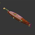 Handcrafted Vintage Wooden Boat Model With Detailed Deck And Railings