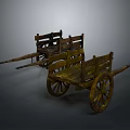 Two Vintage Wooden Hand Carts With Classic Design And Wooden Wheels