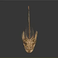 Highly Detailed Golden Fish Skeleton Showing Organ Structure And Bone Features