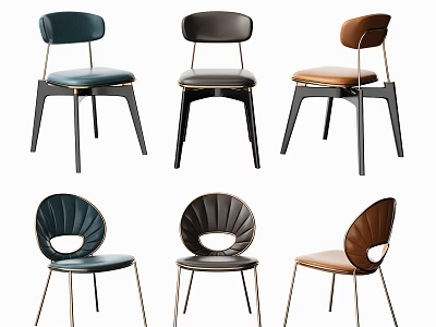 Modern Dining Chairs With Various Designs Color Options And Metal Legs For Home Kitchen 3d model