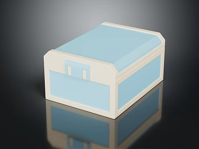 Blue And White Storage Box With Smooth Surface Lid And Reflective Base Design 3d model