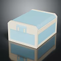 Blue And White Storage Box With Smooth Surface Lid And Reflective Base Design 3d model