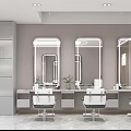 Modern Beauty Hair Salon Interior With Styling Chairs Mirrored Vanities And Marble Floor