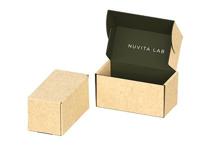 Two Kraft Cardboard Boxes One Open with NUVITA LAB Interior and One Closed 3d model