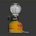 Portable Gas Stove With Yellow Cylinder White Burner And Chain