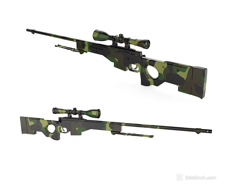 Camouflage Sniper Rifle With High Power Scope And Tactical Design Features 3d model 