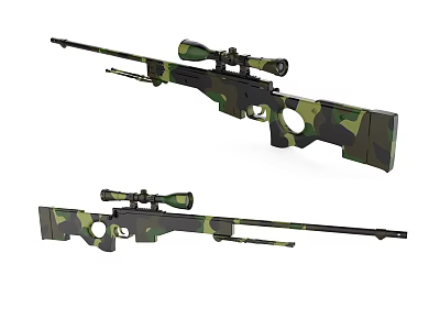 Camouflage Sniper Rifle With High Power Scope And Tactical Design Features 3d model