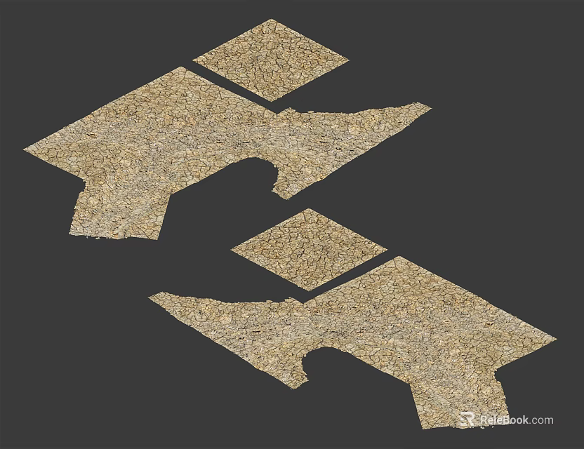 Natural Gravel Ground Paved With Irregular Shaped Panels And Rough Surface Texture Design 3d model 