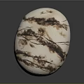 Oval Shaped Stone Wood Decorative Art Piece With White And Brown Textured Surface